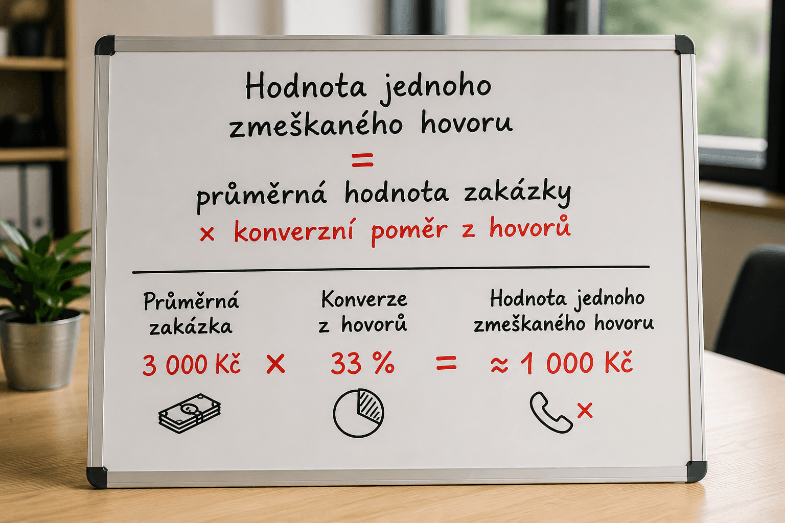 Vzorec pro výpočet hodnoty zmeškaného hovoru
