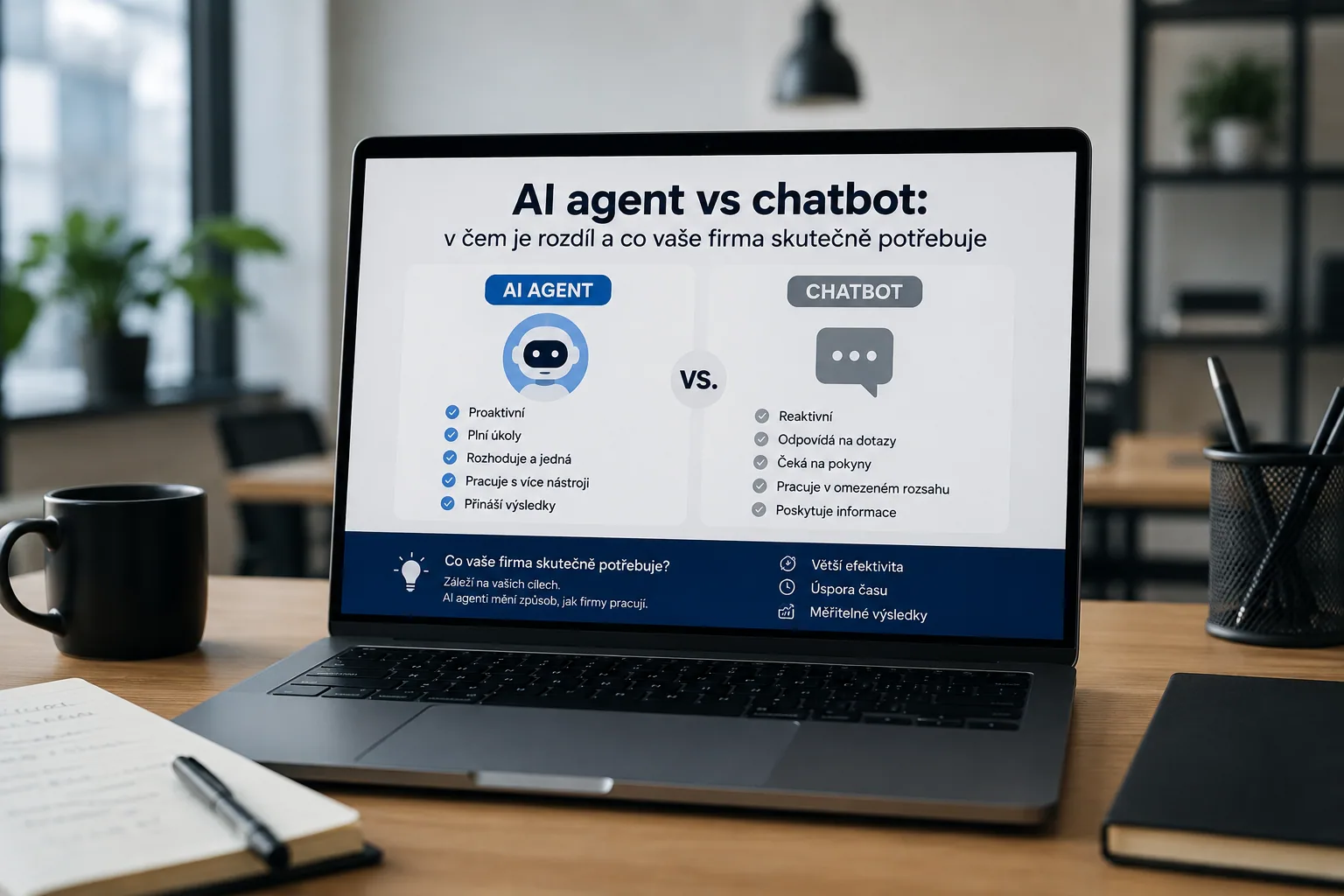 AI agent vs chatbot — srovnání technologií pro firmy