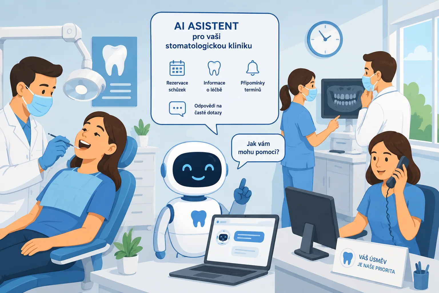 AI asistent pro stomatologickou kliniku s více zubaři
