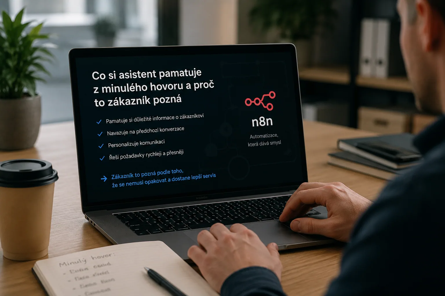 Návrh paměti AI telefonního asistenta propojeného přes n8n s databází shrnutí hovorů