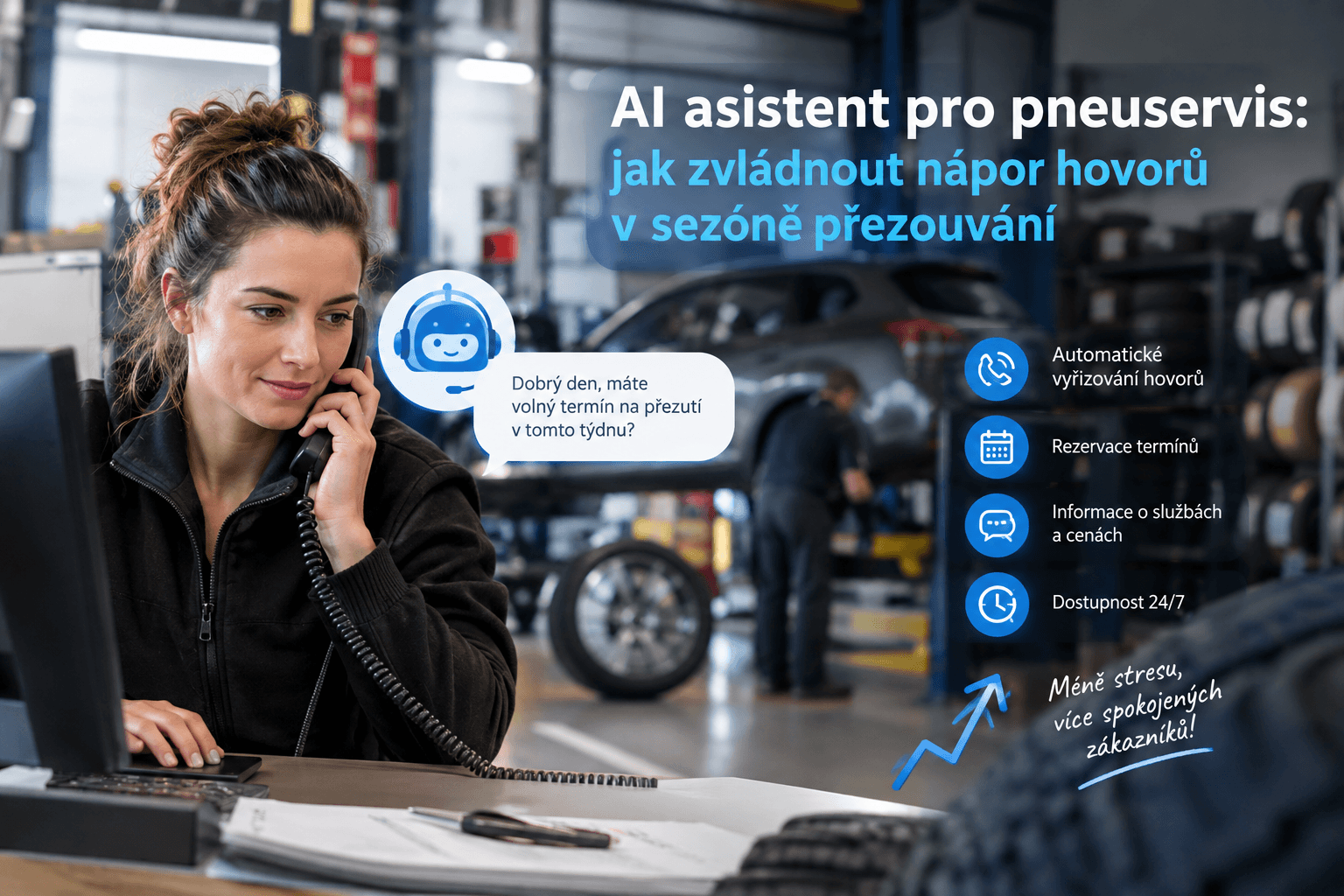 AI asistent pro pneuservis: jak zvládnout nápor hovorů v sezóně přezouvání